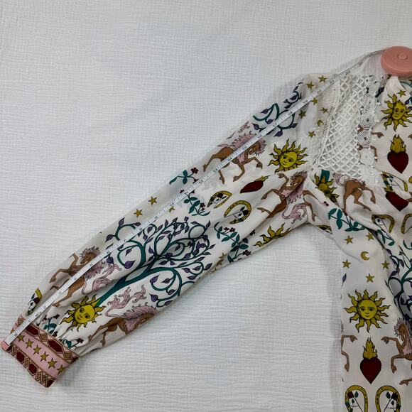 Sandro Azucar Print Blouse Chiffon Off White Cream Women’s 1 (Small) Celestial - Picture 10 of 16